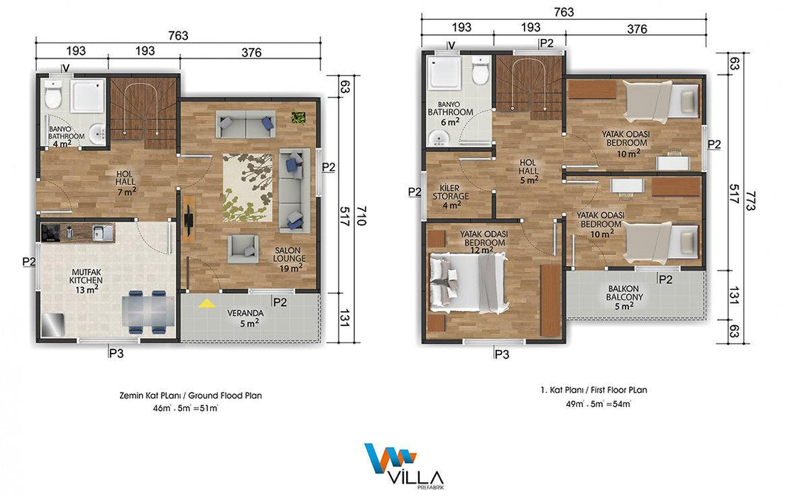 105 m² Dubleks Prefabrik Ev