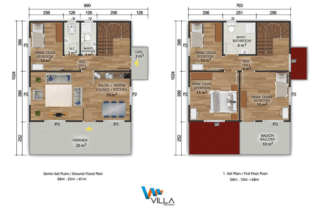 149 m² Dubleks Prefabrik Ev