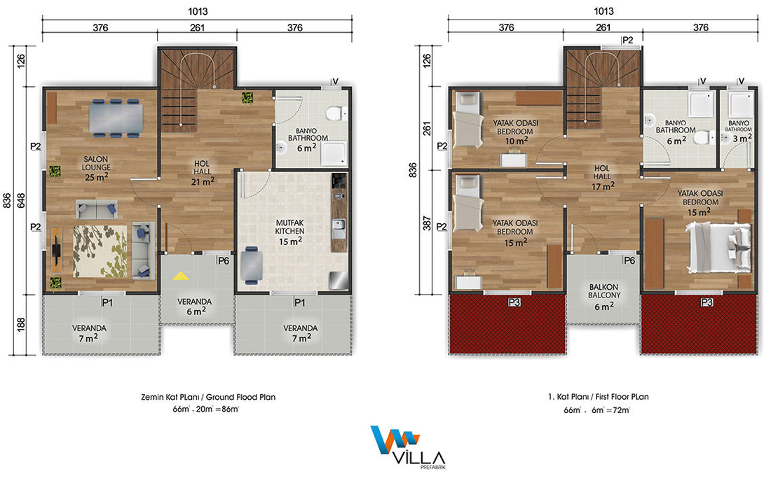 158 m² Dubleks Prefabrik Ev