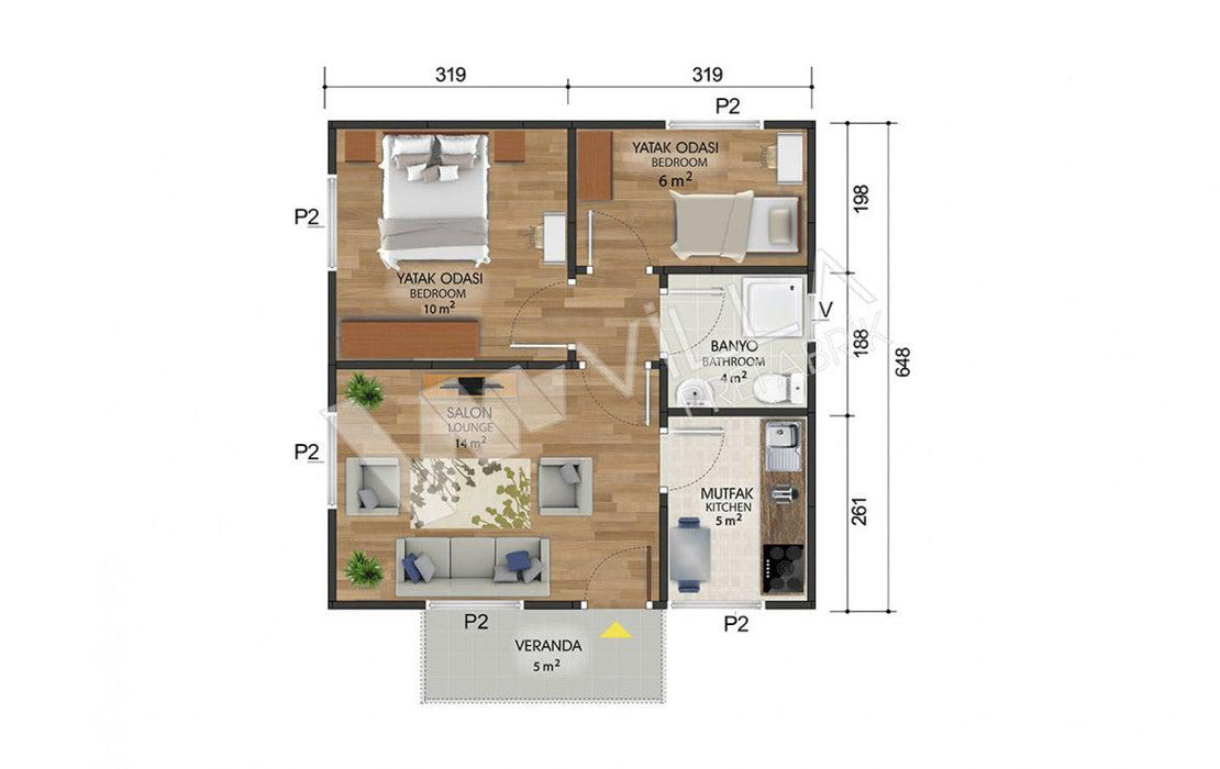 45 m² Tek Katlı Prefabrik Ev