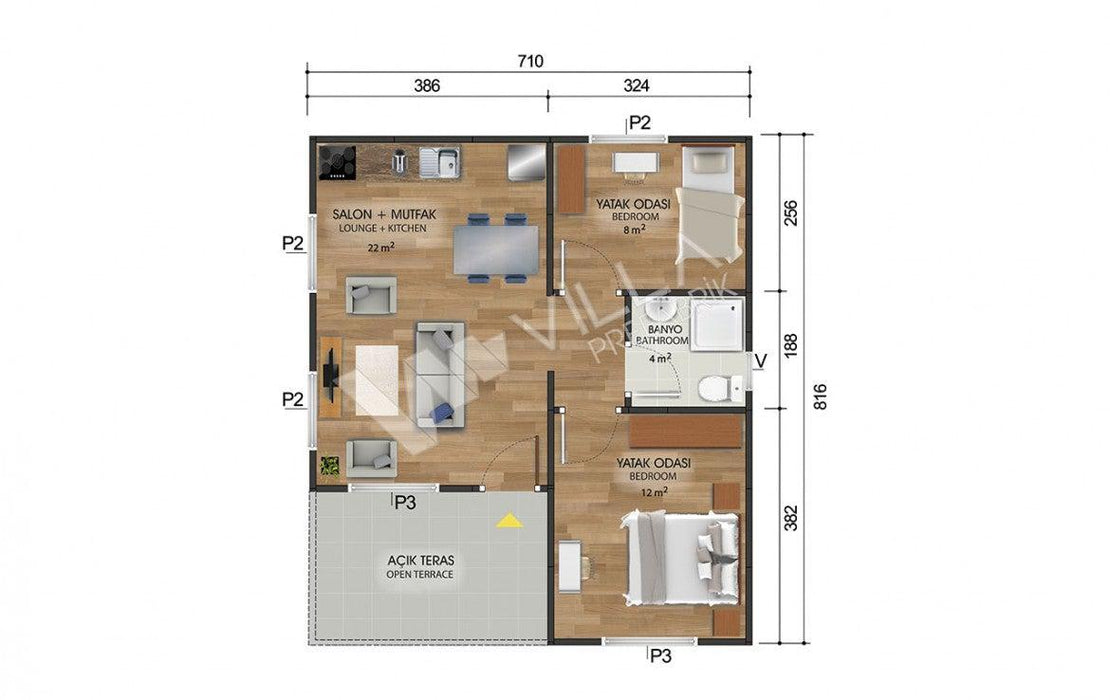 49 m² Tek Katlı Prefabrik Ev