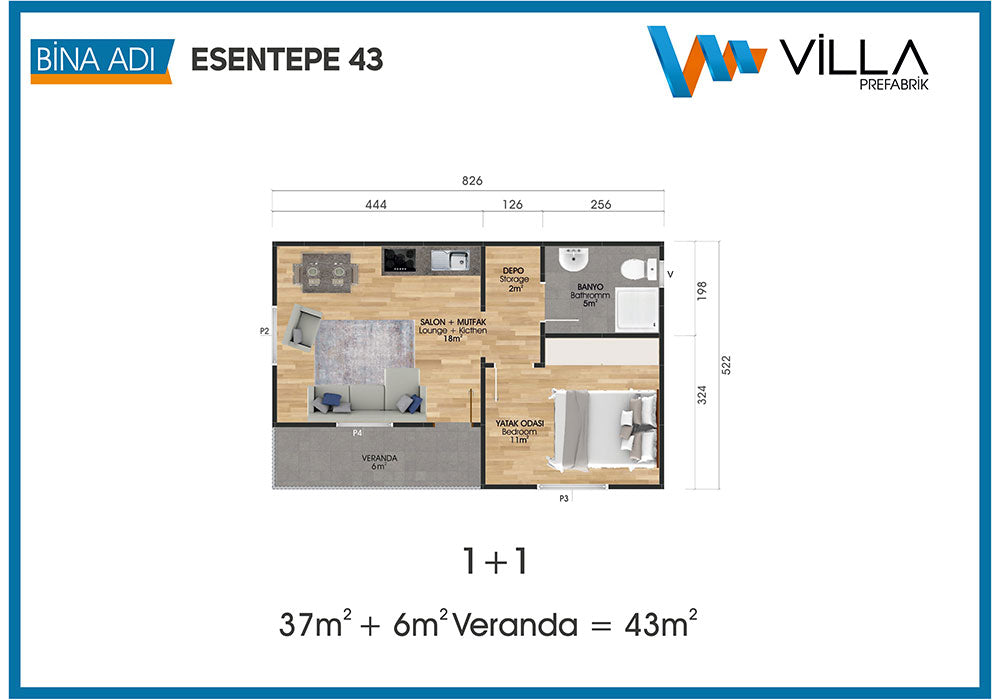 Esentepe 43 m²