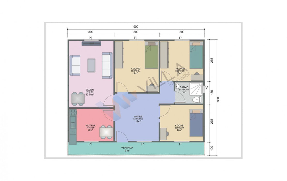 72 m² Konteyner Ev