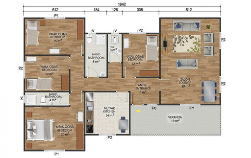 166 m² Tek Katlı Prefabrik Ev
