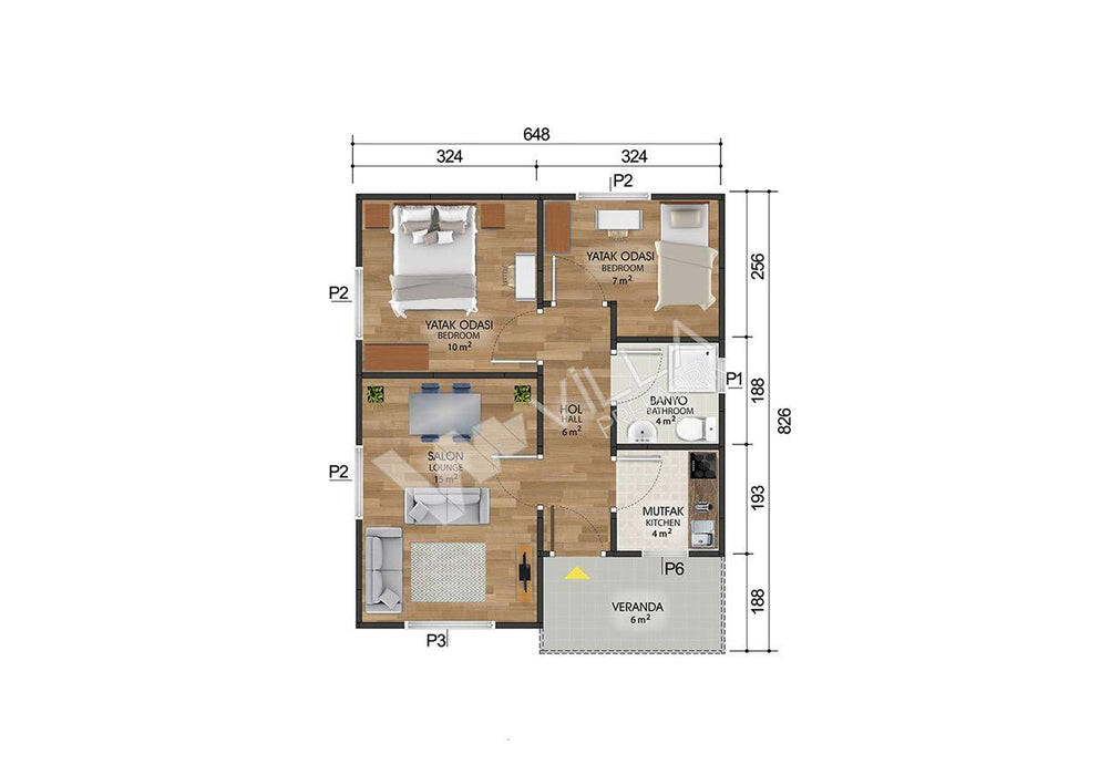 53 m² Tek Katlı Prefabrik Ev