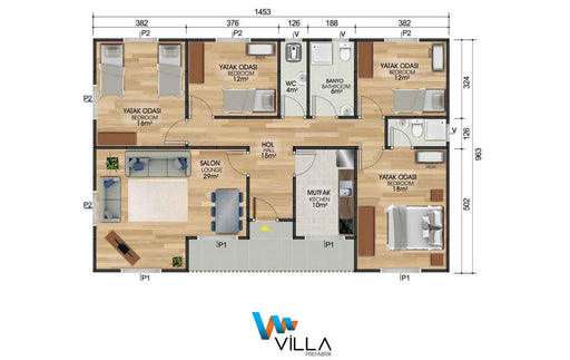 129 m² Tek Katlı Prefabrik Ev